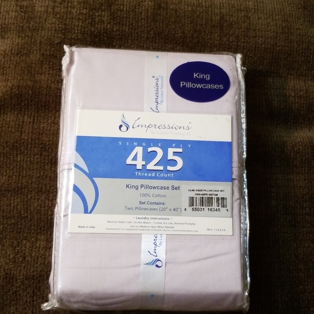 Impression king pillow case pair lilac 425 TC